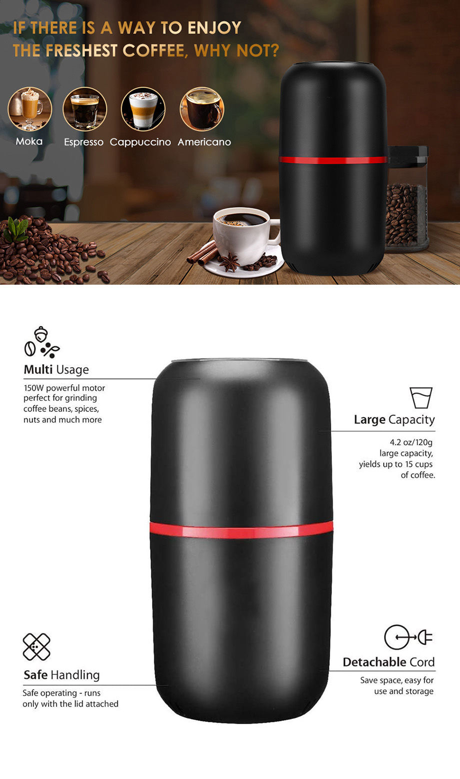  Coffee Grinder Manual Coffee Cocoa Pepper Grinder Spice  Portable Grinder Coffee Bean Nut Grinder for Home Kitchen Cafe Coffee Tools  Grinding Tools : Home & Kitchen