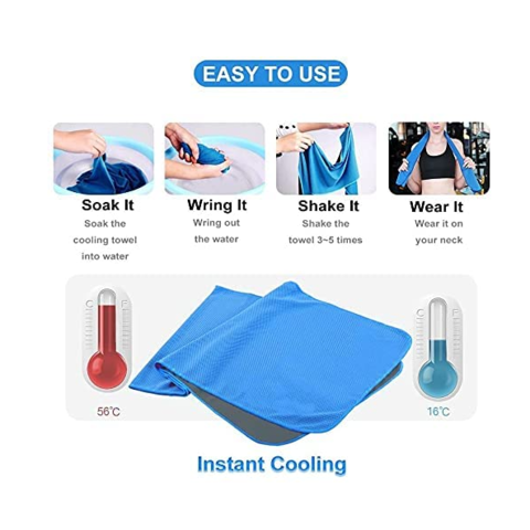 Toalla de enfriamiento, paquete de 4 toallas de hielo (40 x 12 pulgadas),  toalla de microfibra, suave y transpirable, toalla fría que se mantiene