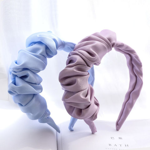 Bandas para la cabeza para mujer, accesorios para el pelo plisado con bordes anchos