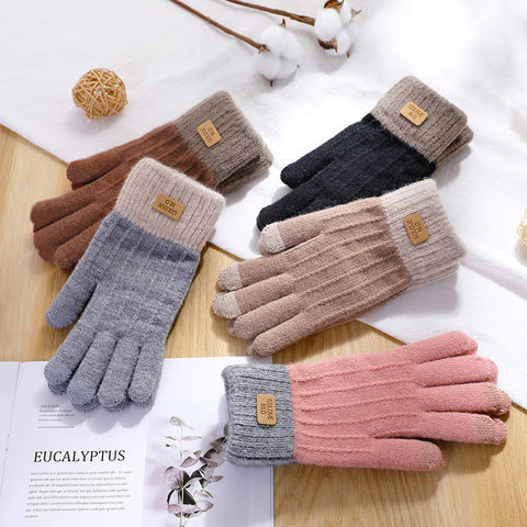 Gants d'hiver chauds tricotés pour écran tactile pour femmes