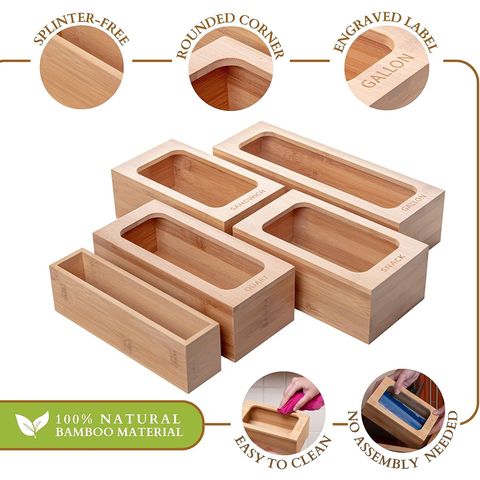 Bamboo Sandwich Bag Storage Box - High Grade Wooden Drawer Storage -  Compatible with Ziploc, Hefty, Glad - Plastic Bag Container - China Bamboo Sandwich  Bag Storage Box and Wooden Drawer Storage