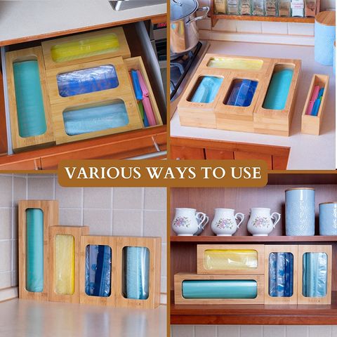 Bamboo Sandwich Bag Storage Box - High Grade Wooden Drawer Storage -  Compatible with Ziploc, Hefty, Glad - Plastic Bag Container - China Bamboo Sandwich  Bag Storage Box and Wooden Drawer Storage