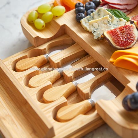  Large Acacia Wood Cutting Board with Containers for Kitchen  Simple Charcuterie Board Wooden Serving Cheese Board Meats Platter Dessert  Fruit Charcuterie Party Butcher Block Chopping Board: Home & Kitchen