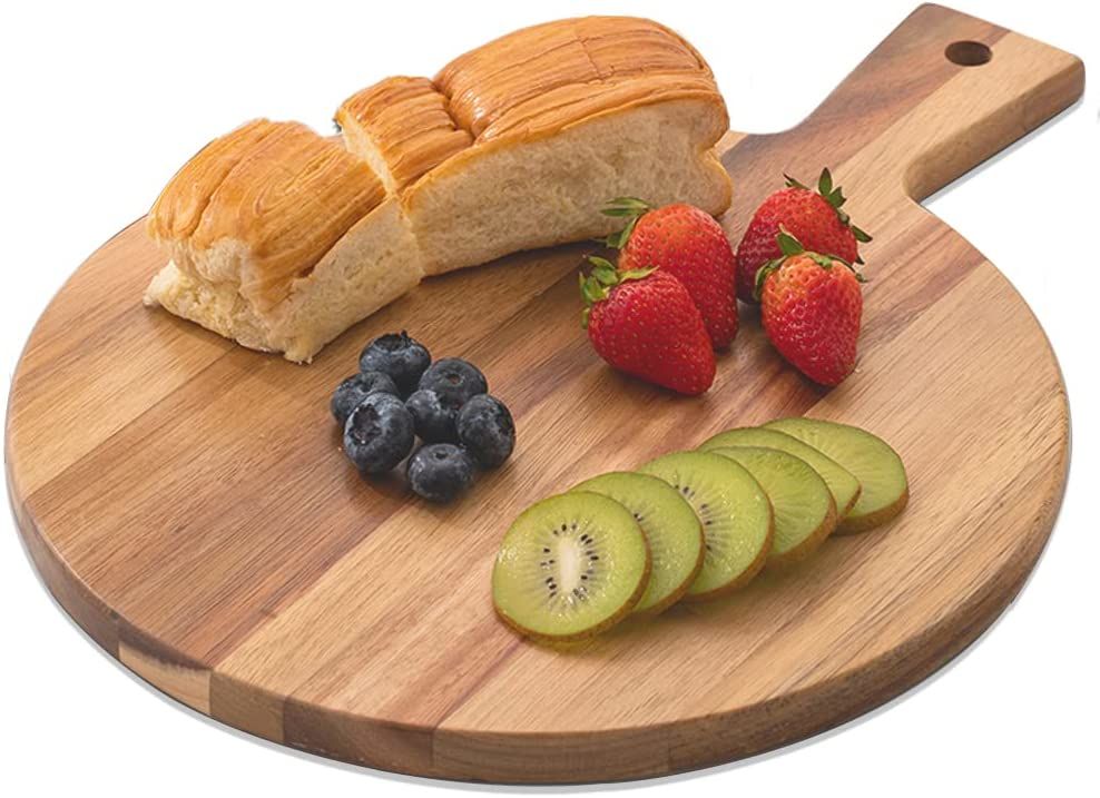 Acacia Wood Cutting Board with Handle Wooden Chopping Board Round Paddle  Cutting Board for Meat Bread Serving Board Charcuterie Boards Chopping  Blocks