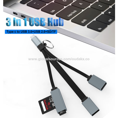 Estación de Acoplamiento para Portátil USB Tipo C 3.0 Hub 3 en 1 para Macbook OEM Cable Lector de Tarjetas SD TF Aluminio ROHS