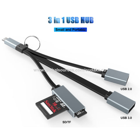 Estación de Acoplamiento para Portátil USB Tipo C 3.0 Hub 3 en 1 para Macbook OEM Cable Lector de Tarjetas SD TF Aluminio ROHS