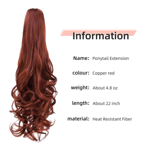 AS Long Wavy Straight Claw Clip On Ponytail Hair Extension