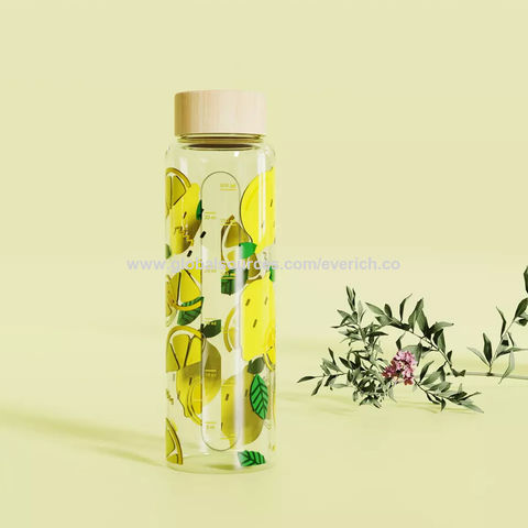Waterdrop Glass Bottle - Black - 20 oz - Borosilicate Glass - Water Bottle - Bottle with Bamboo Lid - Sustainable