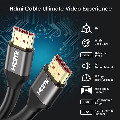 2M Câble HDMI 2.1 8K 60Hz 4K 120Hz UHD Haute Vitesse 48 Gbps