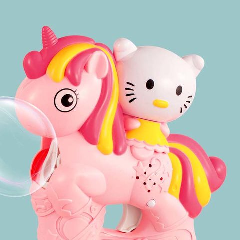 Pistola De Burbujas Unicornio Eléctrica Con Luces, Máquina De Burbujas Para Niños (Rosa)