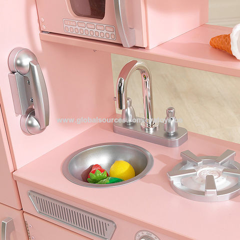 Wholesale Wooden Montessori Modern Baby Kitchen Ware Play House Pink Little  Cute kitchen toys From m.