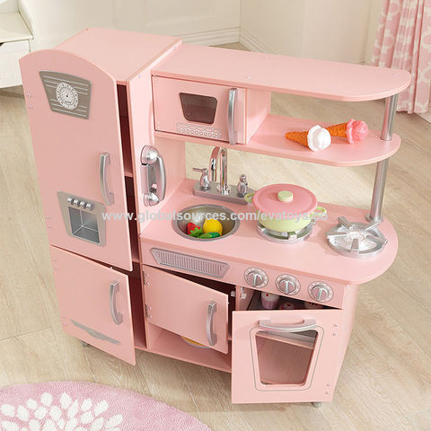 Wholesale Wooden Montessori Modern Baby Kitchen Ware Play House Pink Little  Cute kitchen toys From m.