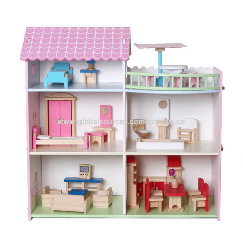 Wooden Dollhouse for 18-Inch Dolls