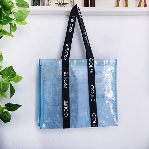 Sacos de Compras Reutilizáveis de PP Tecido Laminado com Logotipo Personalizado Impresso para Reciclagem no Atacado