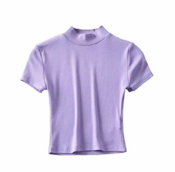 Wholesale Plain Purple Cotton/spandex Novelty Mock Neck Short