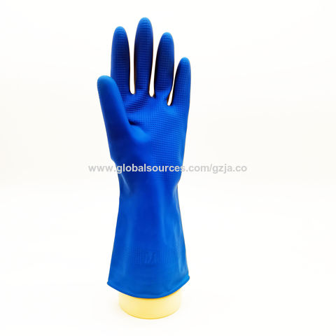 Gants de Vaisselle en Latex non-doublés Bleu, gr 10