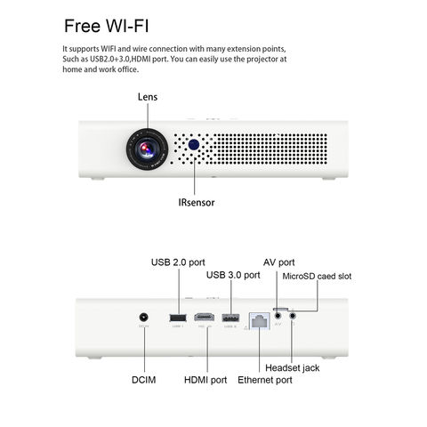 Mini proyector alimentado por batería con Bluetooth - Proyector recargable  Native HD 1080P, proyectores de películas portátiles para exteriores con