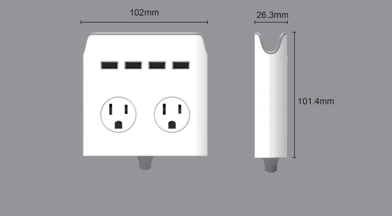 Buy Wholesale China Surge Protector Power Strip 2 Us Outlets With 4 Usba Ports, Flat Plug