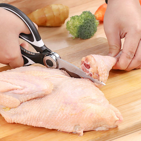 Ciseaux de cuisine avec poignées en métal pour le poulet, la volaille, le  poisson, la viande, les légumes, ciseaux à os tranchants en acier inoxydable