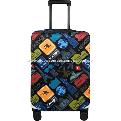 Gold Letter Printed Travel Elastic Luggage Protective Cover Fashion Case  Suitcase Fit 18-32 Trolley Baggage