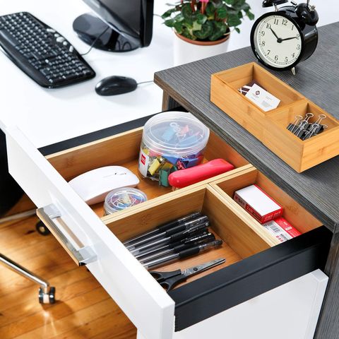 Organizador apilable de cajones ocultos para debajo del escritorio, soporte  para bolígrafos, caja de papelería para