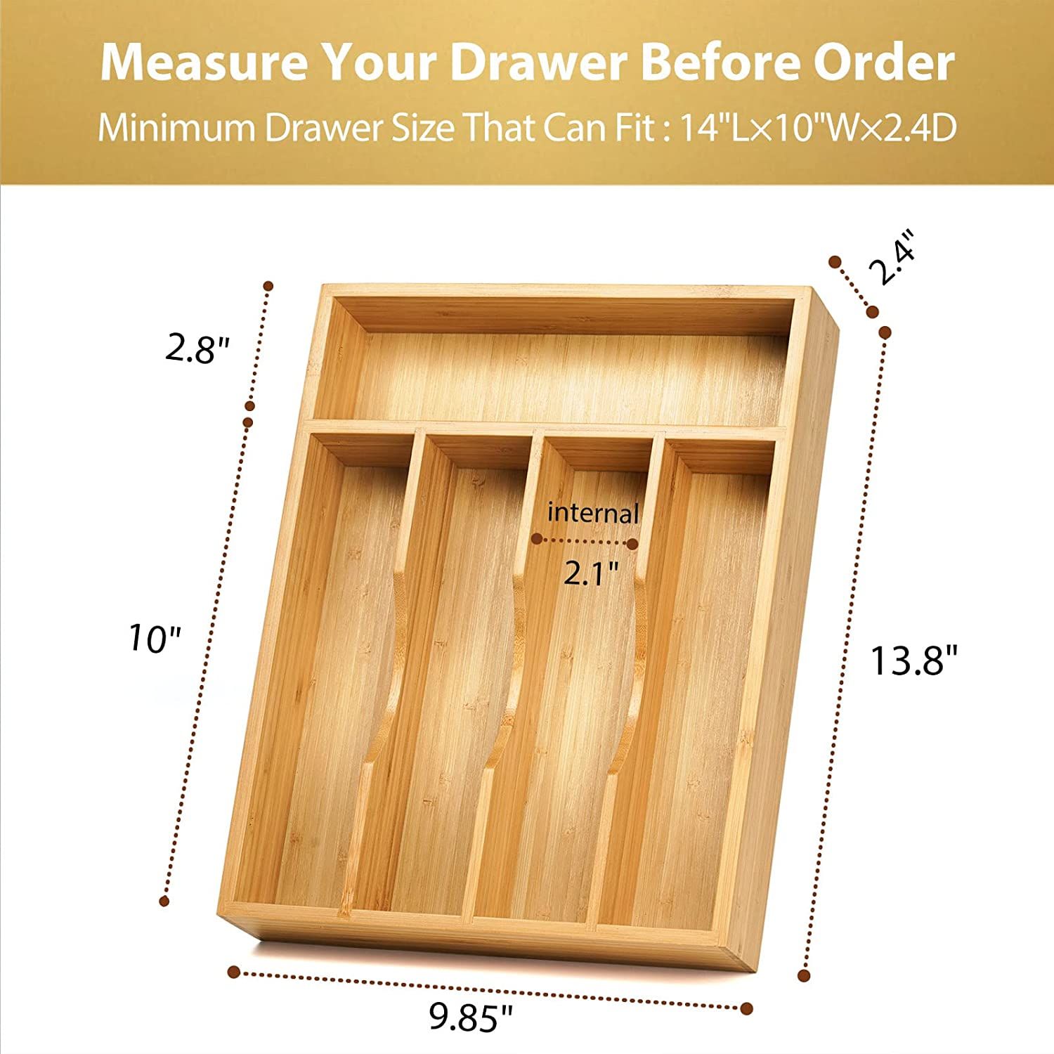 Buy Wholesale China 5 Slots Total Bamboo Wood Caddy Grooved Drawer
