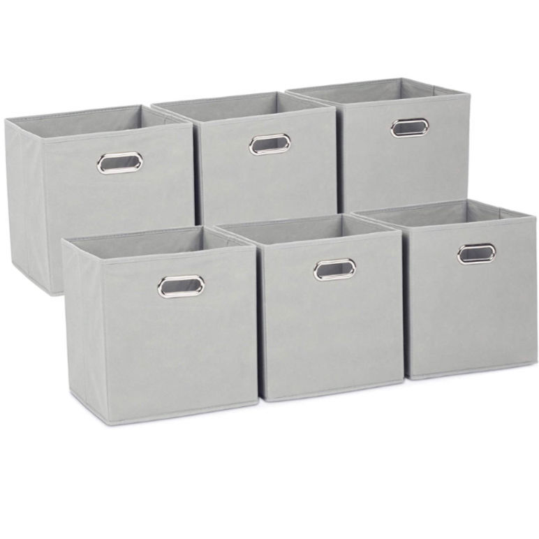 Set de 6 Cajas de Almacenaje con Tapa, Cestas Organizadoras, Tela