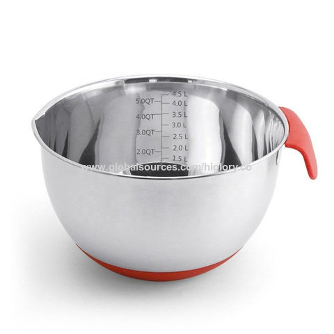 1pc Stainless Steel Mixing Bowl With Scale Measurement And Salad Bowl