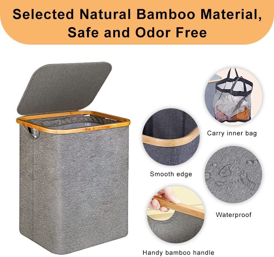 Wholesale 60l Laundry Hamper With Lid Freestanding Collapsible Storage