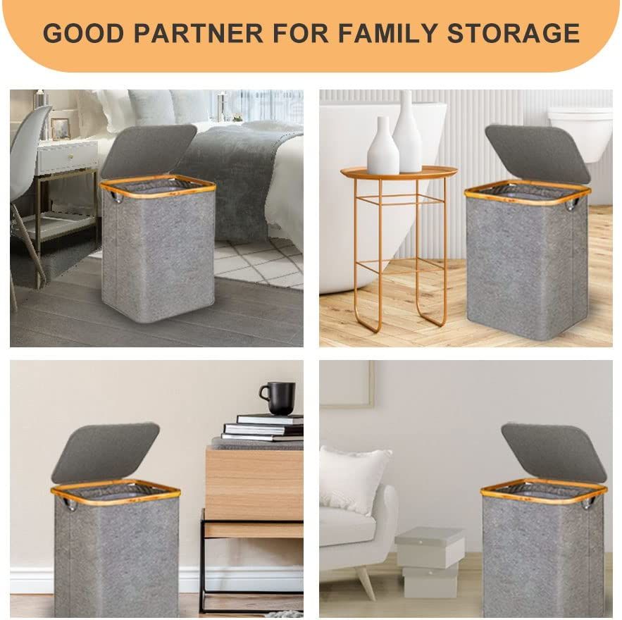 Wholesale 60l Laundry Hamper With Lid Freestanding Collapsible Storage