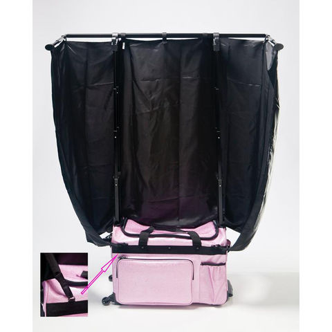 Dance bag with outlet rack and curtain