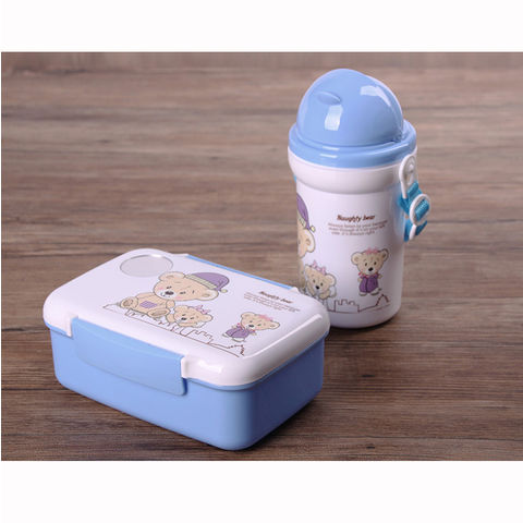 Fiambrera portátil Kawaii para niños y niñas, caja de plástico para Picnic,  Bento, microondas, con compartimentos