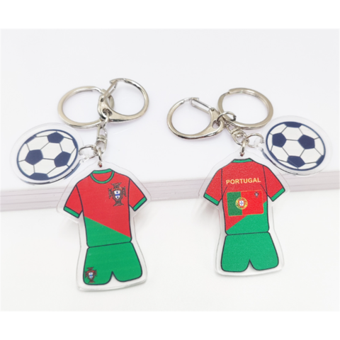 Chaveiro com bandeira da Alemanha, França e Catar, pingente de camisa de futebol em acrílico, lembrança da Copa do Mundo de Futebol do Catar 2022