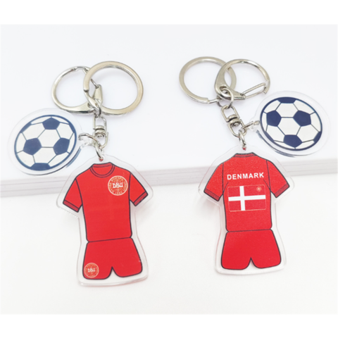 Chaveiro com bandeira da Alemanha, França e Catar, pingente de camisa de futebol em acrílico, lembrança da Copa do Mundo de Futebol do Catar 2022