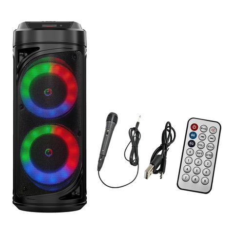 Parlante Bluetooth Portatil 2x8w Karaoke con Mic Luces Led