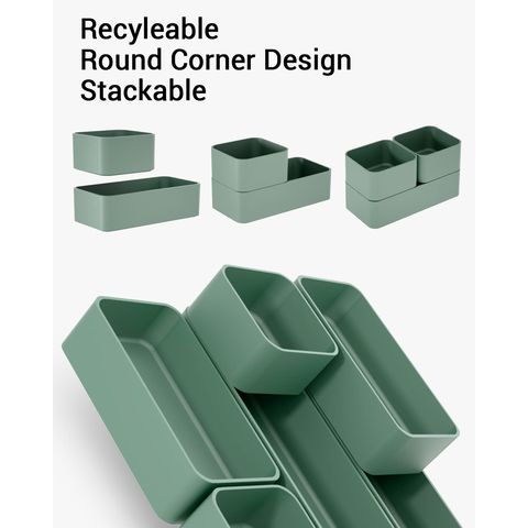 Paquete de 4 bandejas organizadoras de cajones de plástico transparente de  12 x 6 pulgadas, bandeja organizadora de cajones de escritorio de baño