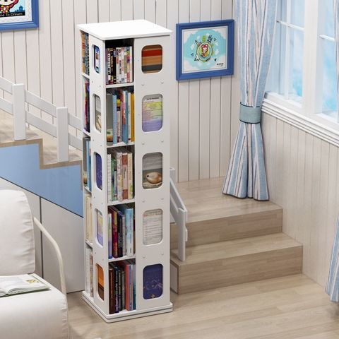 3 Layers New Modern Room Simple Household Space-saving Storage Bookcase  Revolving Round Children Rotating Bookshelf