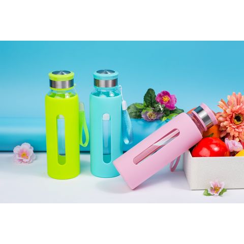 350Ml Leak Proof Double Wall Glass water bottle With Airtight