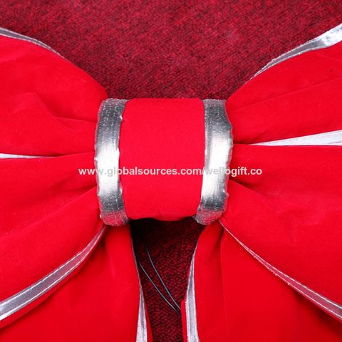 Outdoor Christmas Decorations - 15 Red with Gold Trim Structural 3D Nylon Christmas  Bow