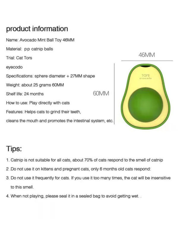 Avocado Tumbler Cat Toy Multifunctional Mint Catnip Ball Leaky Toy Funny  Cat Stick Puzzle Grinding Tooth Clean Ball Pet Supplies