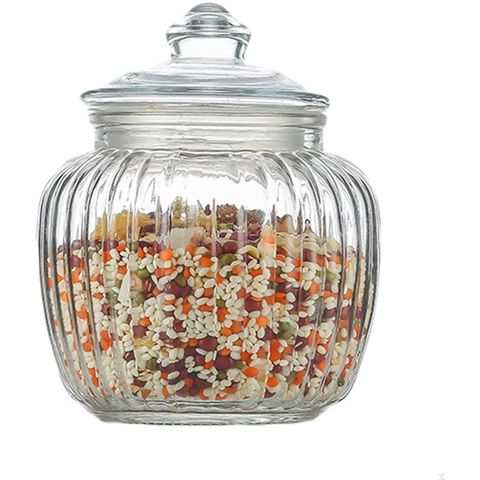 High borosilicate 46oz large glass food storage jars with airtight