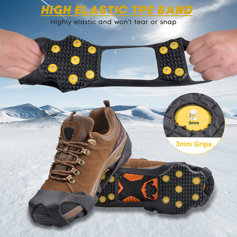 Anti-Slip Ice Crampons Traction Snow Grips Acier 12 dents pour escalade  marche