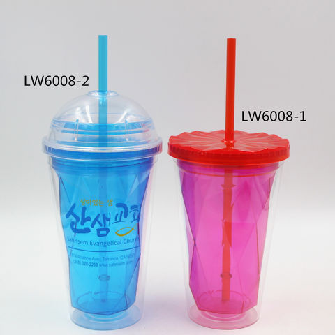 20oz Milk Tumbler with Dome Lids Double Wall Plastic Drink Cups With Straw  Reusable Clear Water