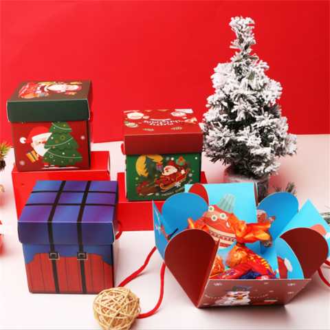 Dilwe Boîte Cadeau du Nouvel An en Velours Rouge Décoration Pomme de Noël