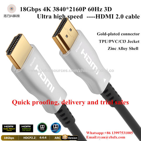 VENTION Cable HDMI 4K de 2 pies, cable HDMI 2.0 de alta velocidad de 18  Gbps, 4K a 60Hz, Ultra HD, 2K, cable HDMI trenzado 1080P, 3D, ARC,  compatible