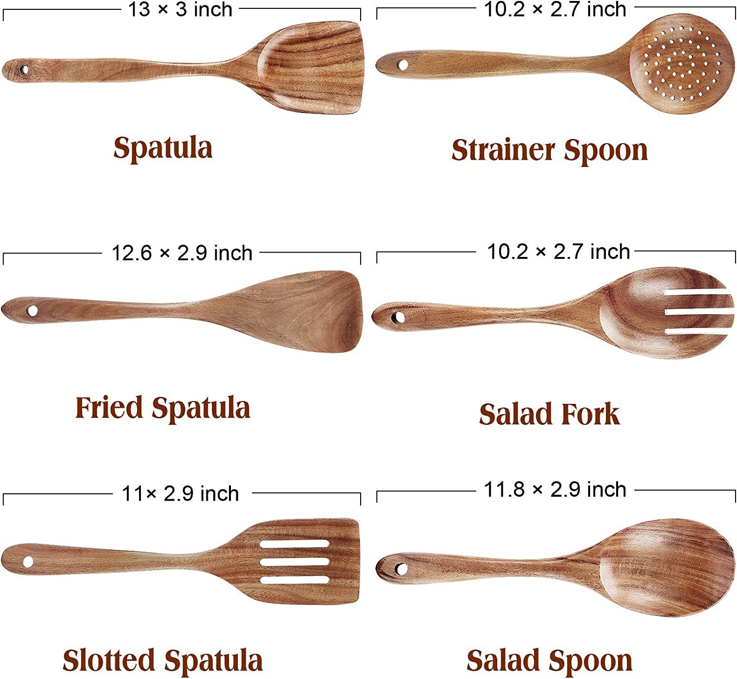 Buy Wholesale China Wooden Utensils For Cooking, 6pcs Natural Teak
