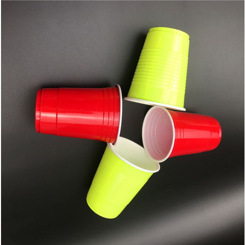 Custom Color Disposable PS Drinking Cup Red Plastic Party Cups