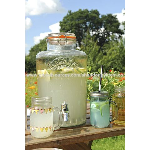 Glass Jar Beverage Dispenser With Faucet - 8 Liter