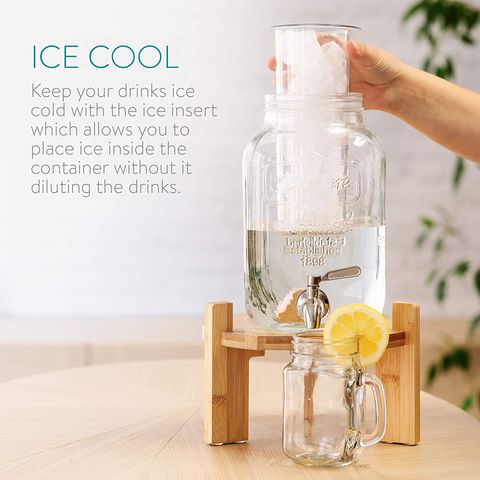 1 Gallon Glass Water Dispenser with Stainless Steel Spigot - 100% Leakproof Beverage Dispenser Mason Jar Drink Dispenser Gallon Jug - Laundry