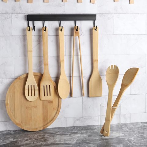 Wooden Spoons for Cooking 6-Piece Bamboo Utensil Set Apartment Essentials Wood  Spatula Spoon Nonstick Kitchen Utensil Set 